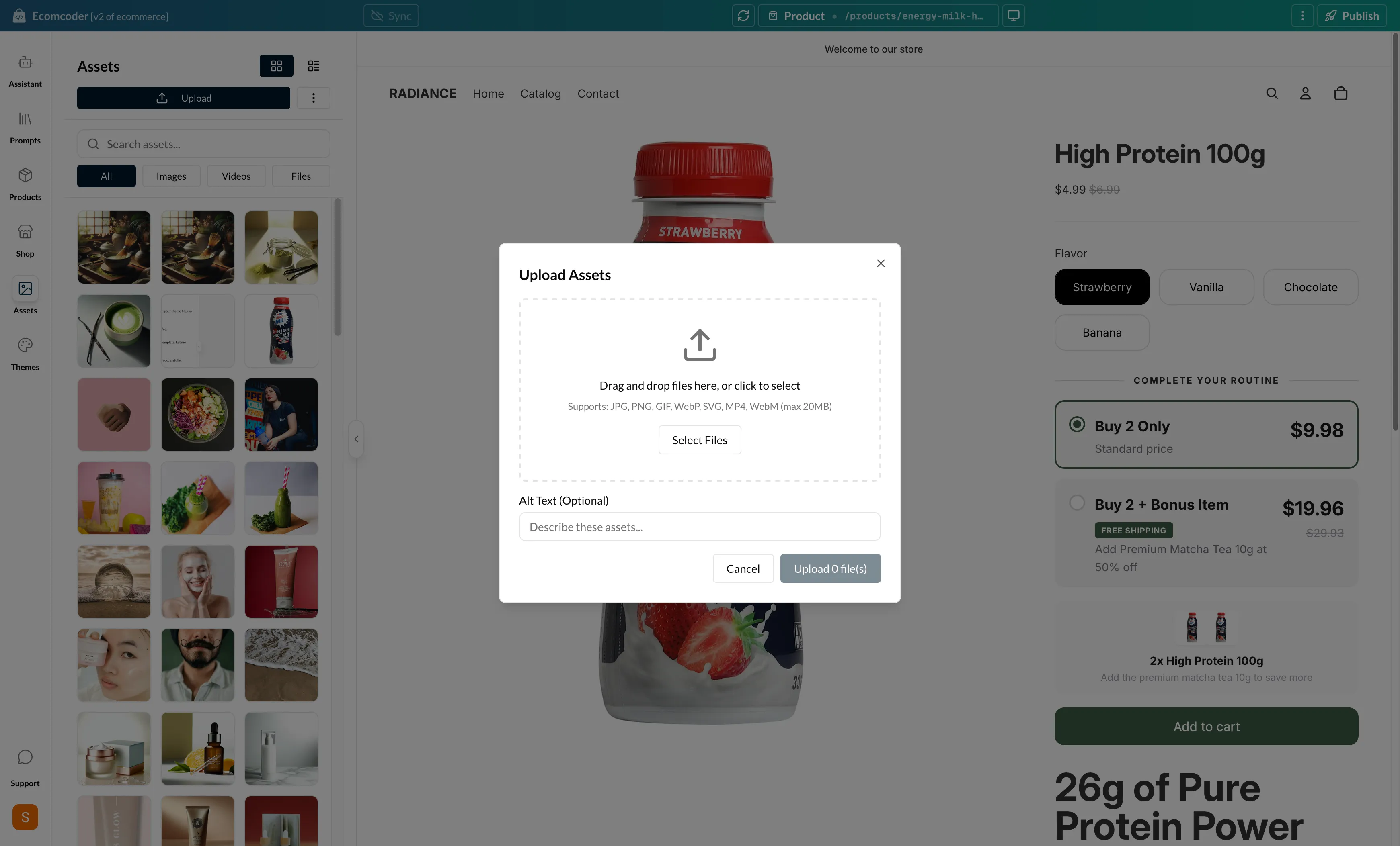 Upload area with drag-and-drop zone